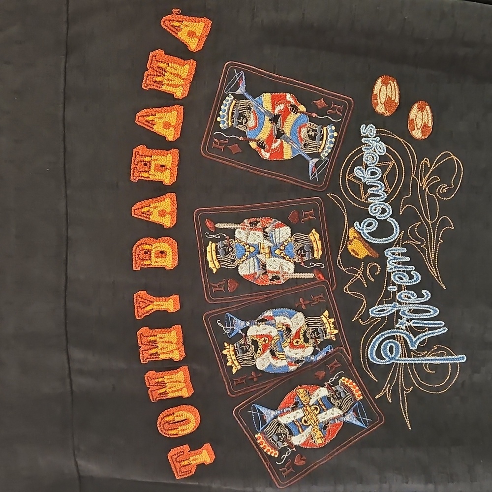 Tommy Bahama Ride'em Cowboys Shirt Men XXL Black Silk playing cards poker 4 king